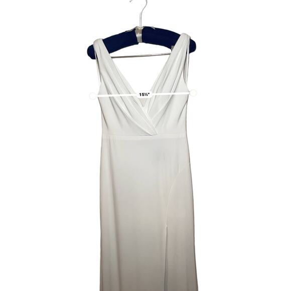 Mac Duggal Cowl Back Surplice ivory gown size 2 - Picture 4 of 10